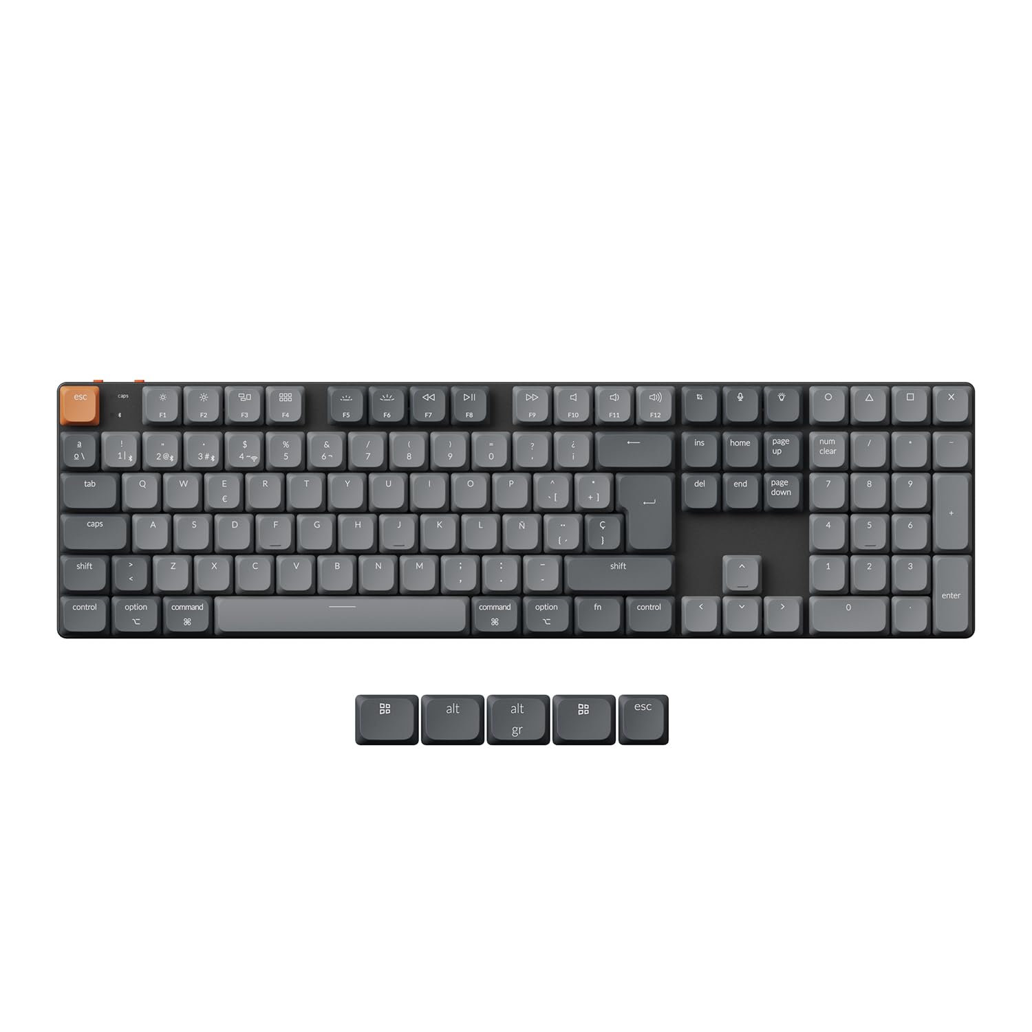 Keychron K5 MAX Teclado Mecánico Inalámbrico Delgado Personalizado, 2.4GHz Conexión Bluetooth por Cable QMK/Via Programable, Hot-Swap Interruptores Gateron Rojo para Mac/Windows/Linux-ES Layout