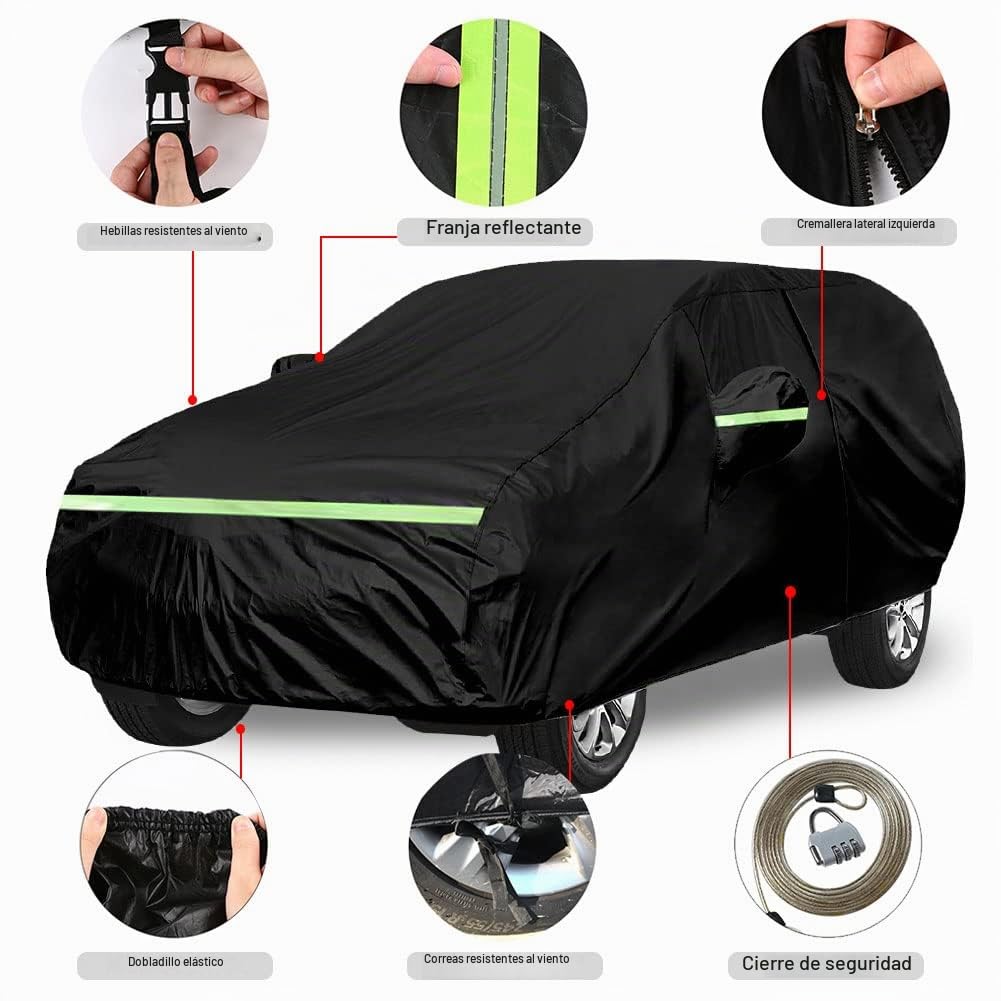 Funda Coche Exterior Compatibles con 2013-2024 Peugeot 2008 Active Allure GT Line Flagship GT, Cubierta para Coche Impermeable, Coberturas Completas con Tira Reflectante | Funda de protección para coche, exterior, transpirable, contra lluvia, sol, polvo,