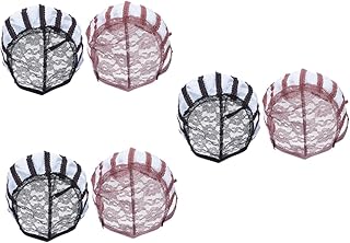 قبعة أمامية من الدانتيل بالكامل قابلة للتعديل للشعر وكعكة الشعر للنساء من فوميز، قبعات قبة شبكية وربطة رأس قابلة للتمدد للطبخ، 6 قطع، ألوان متنوعة