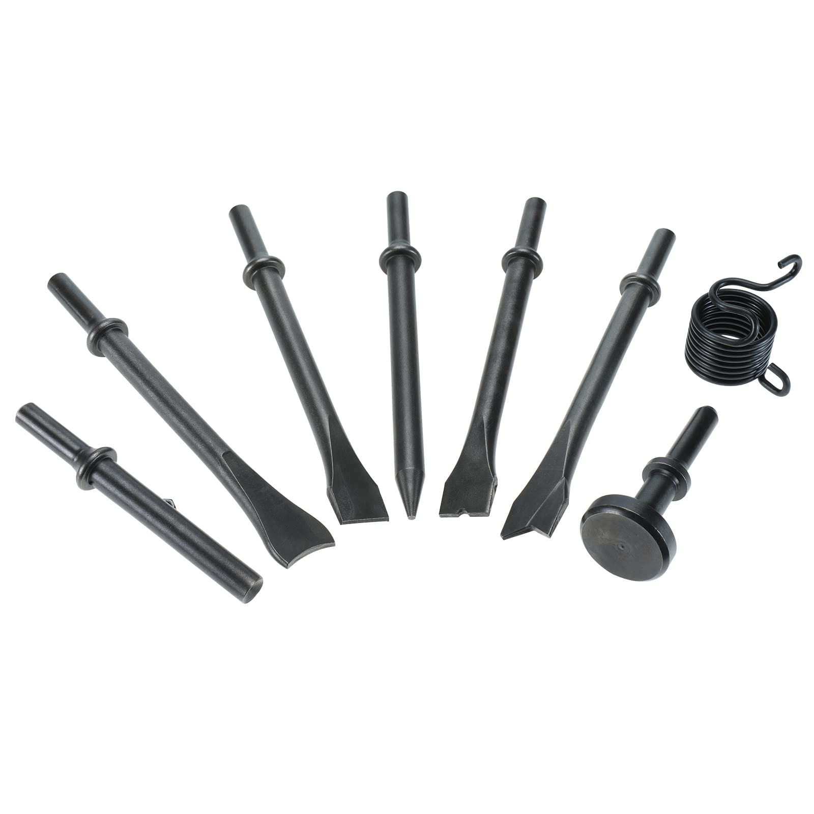 4-Piece Pneumatic Air Hammer Bits Set With Spring - Smoothing Chisel Drill Kit