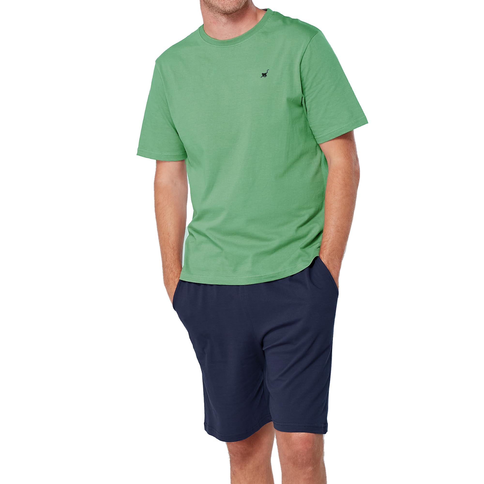 The Essentials Wardrobe Men's Sage / Navy Tew Shorty Pyjamas - Contrast - Sage/Navy - Xx Large