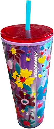 Starbucks Vaso de acrílico Venti de San Valentín 2023 con corazones y flores
