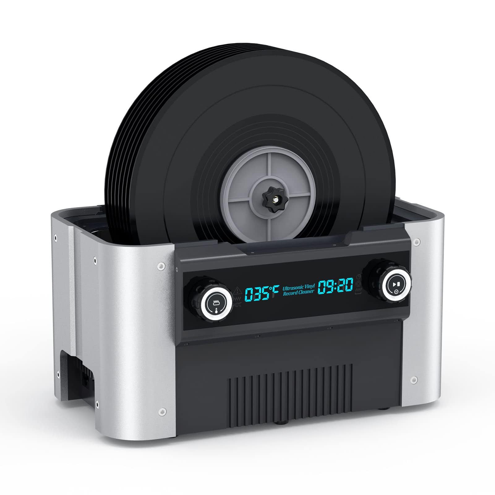 Pulitore Ad Ultrasuoni, Macchina per La Pulizia di Dischi in Vinile Ad Ultrasuoni con Rotazione Automatica 6 Litri con Riscaldatore E Timer, Pulizia Profonda, Avviso Temperatura dell'Acqua