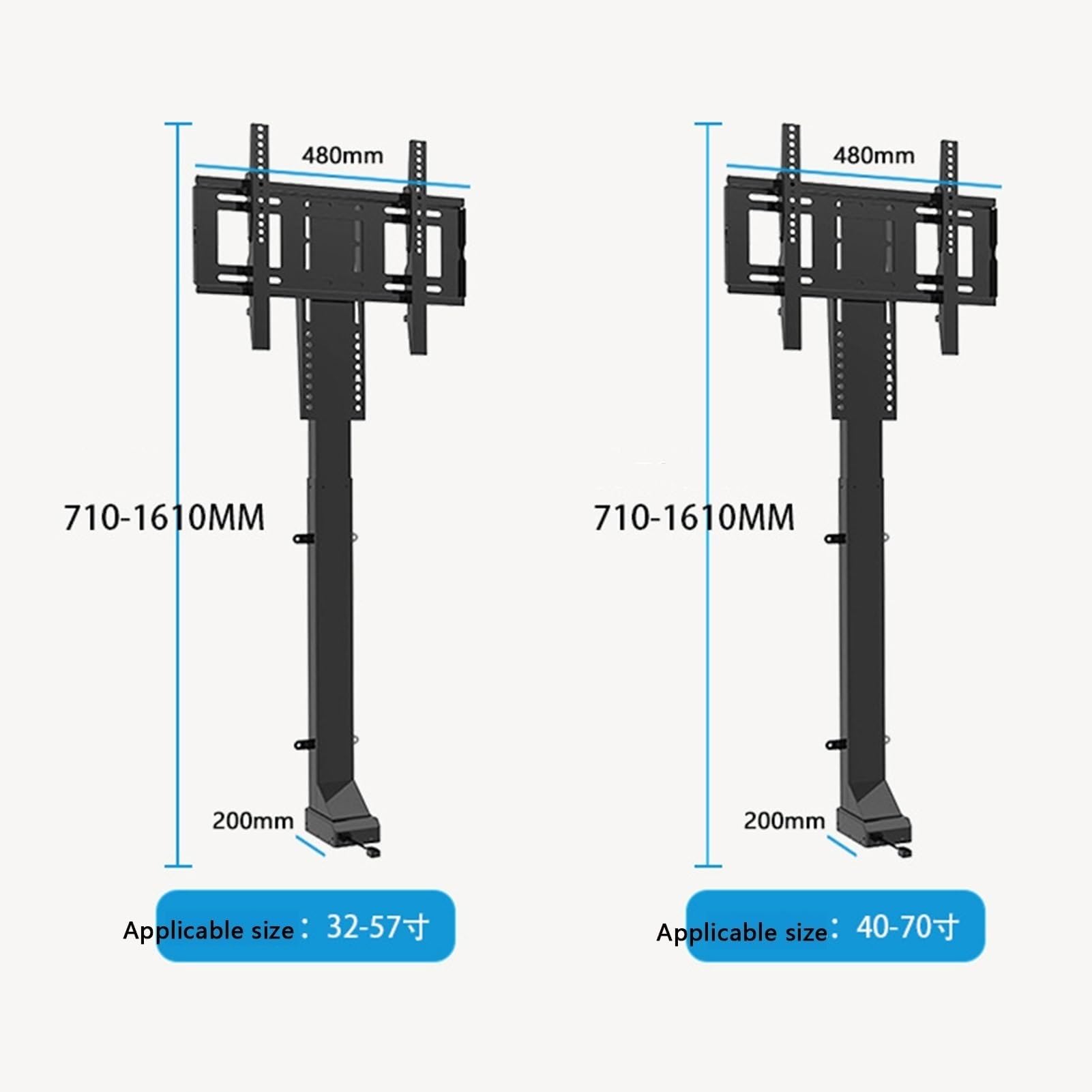 Soporte Elevador eléctrico para TV - Soporte Ajustable para TV, Elevador eléctrico telescópico con elevación automática, se Puede Ocultar en un Mueble, Soporte Moto,40-70in Tv-710-1610mm