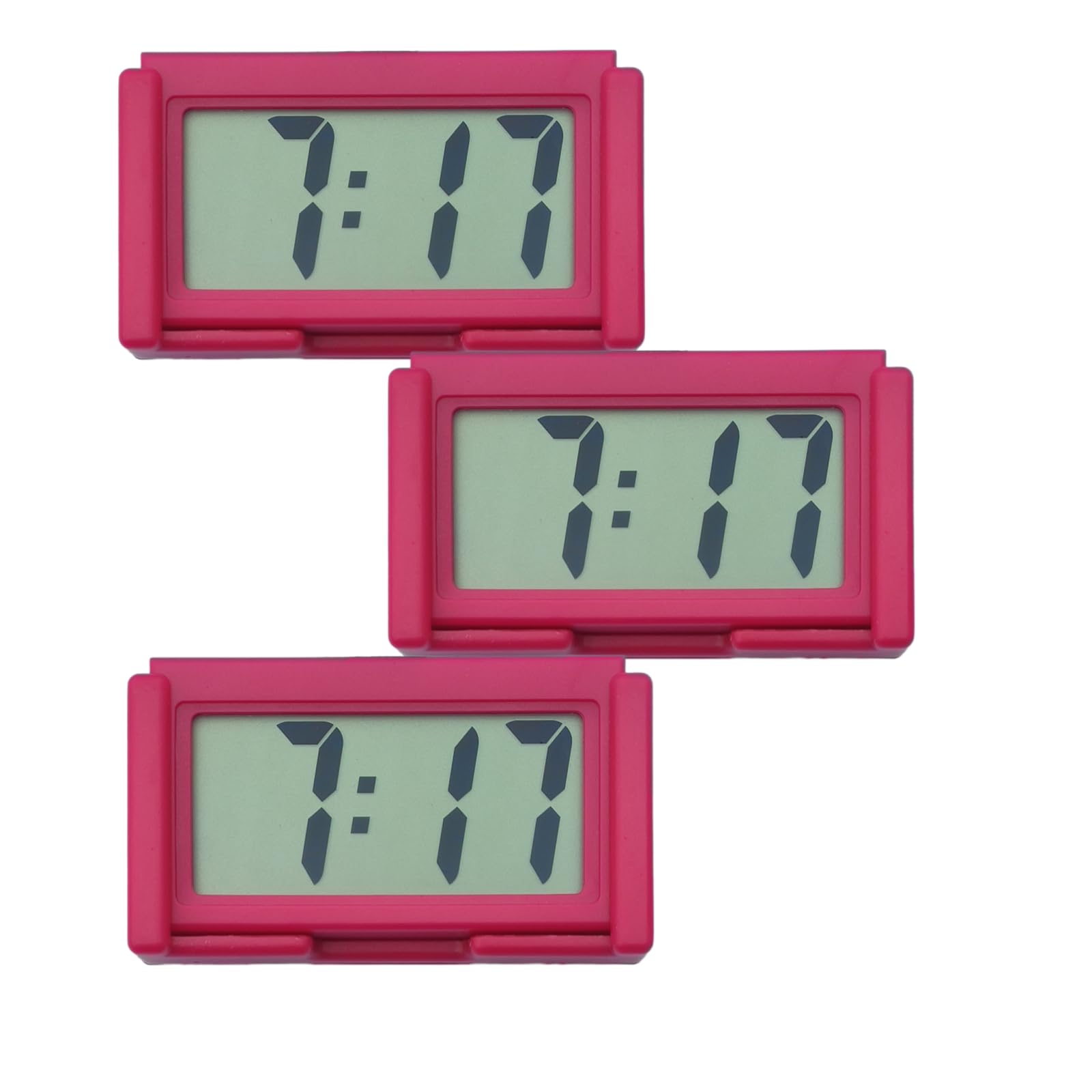 Small Digital Clock，Portable Travel Clock，Classroom Bedroom Bathroom Glass Car Motorcycle Dashboard Mini Clock Battery Operated Self Adhesive (3, red)