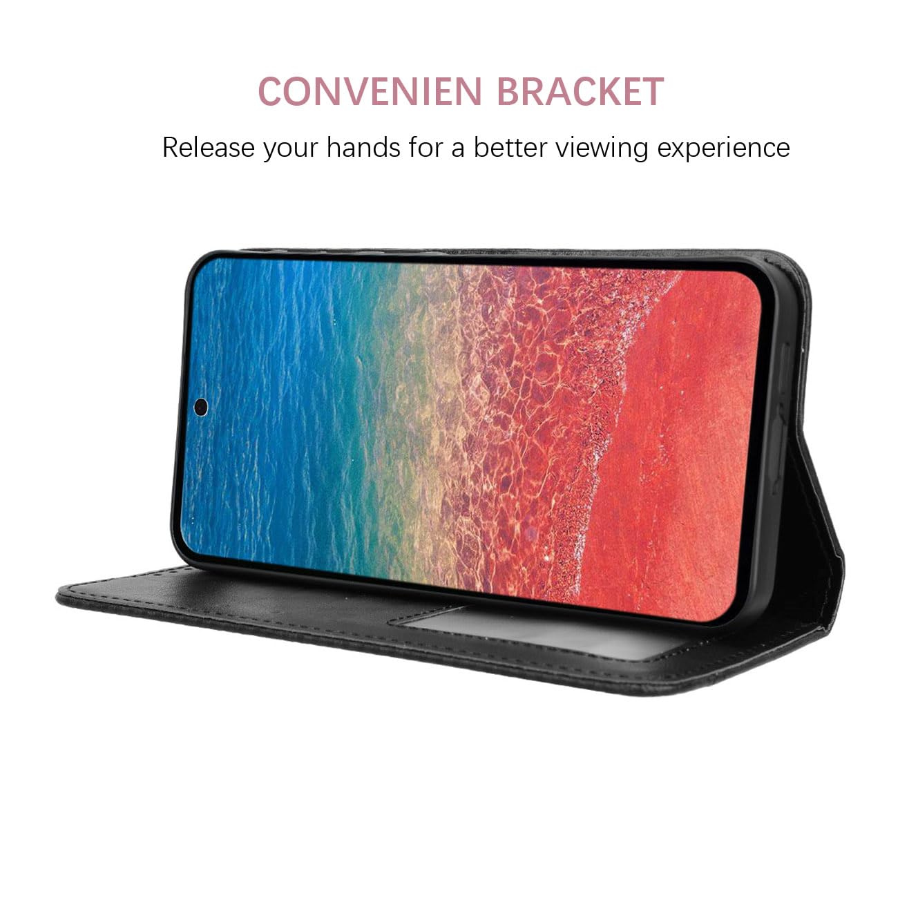 YUECXIN Cover per Realme GT7 Pro, Flip Caso in PU Pelle Premium Portafoglio Custodia con Carta Fessura, Supporto Stand, Chiusura Magnetica, Antiurto Case, Nero