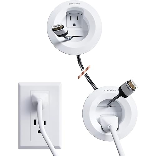 ECHOGEAR in-Wall Cable Management Kit - Includes Power & Low Voltage Cable Management - Hide TV Wires When Mounting A TV - Includes Hole Saw Drill Attachment for Easy Install
