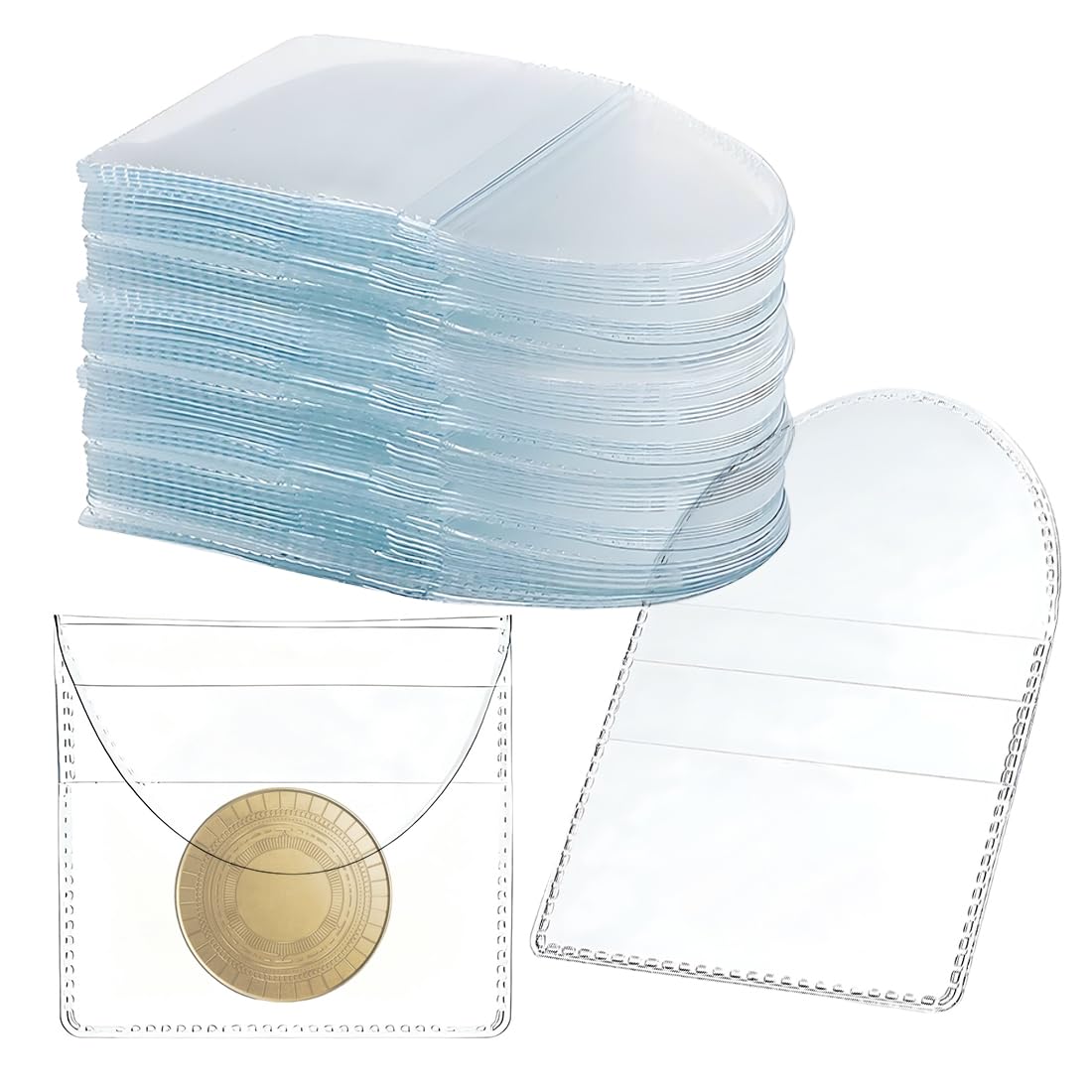 Lot De 20 Pochettes Transparentes En PVC 5,2 X 5,5 Cm – Rangement Pièces, Timbres, Bijoux