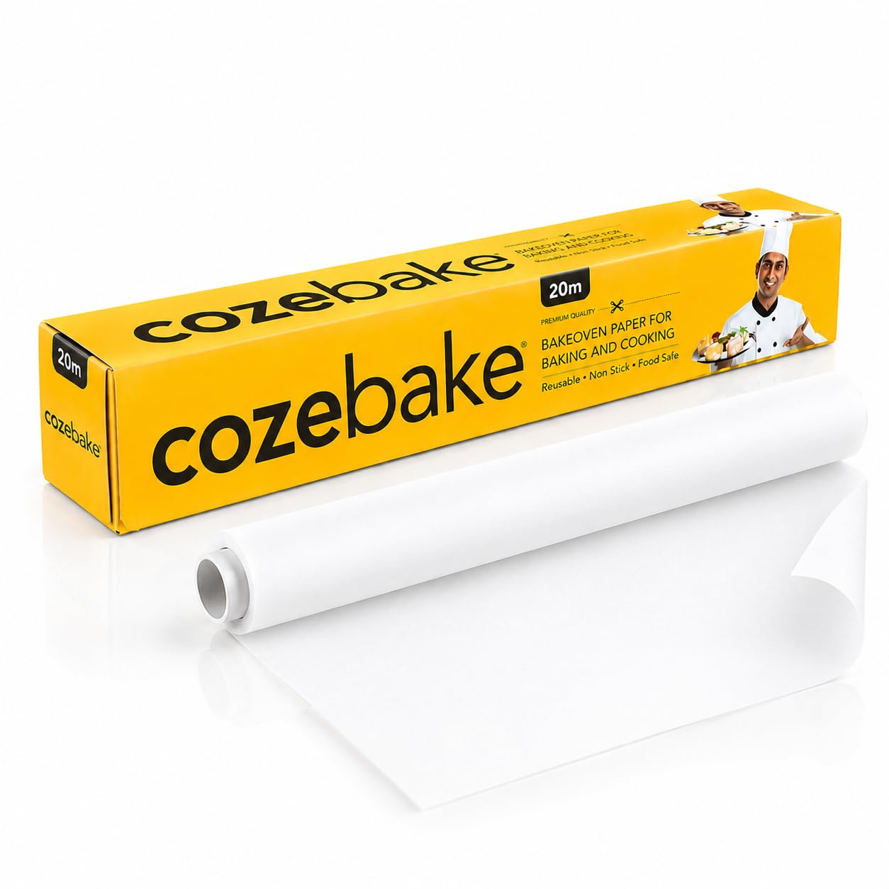 Coze Baking Paper 11 inch x 20 metres Roll Pack of 1, Oven & Microwave Safe Upto 240°C, No Added Wax or Coating, 100% Food Safe, FDA Approved Butter Paper, Parchment Paper for Baking Cake (Off-White)
