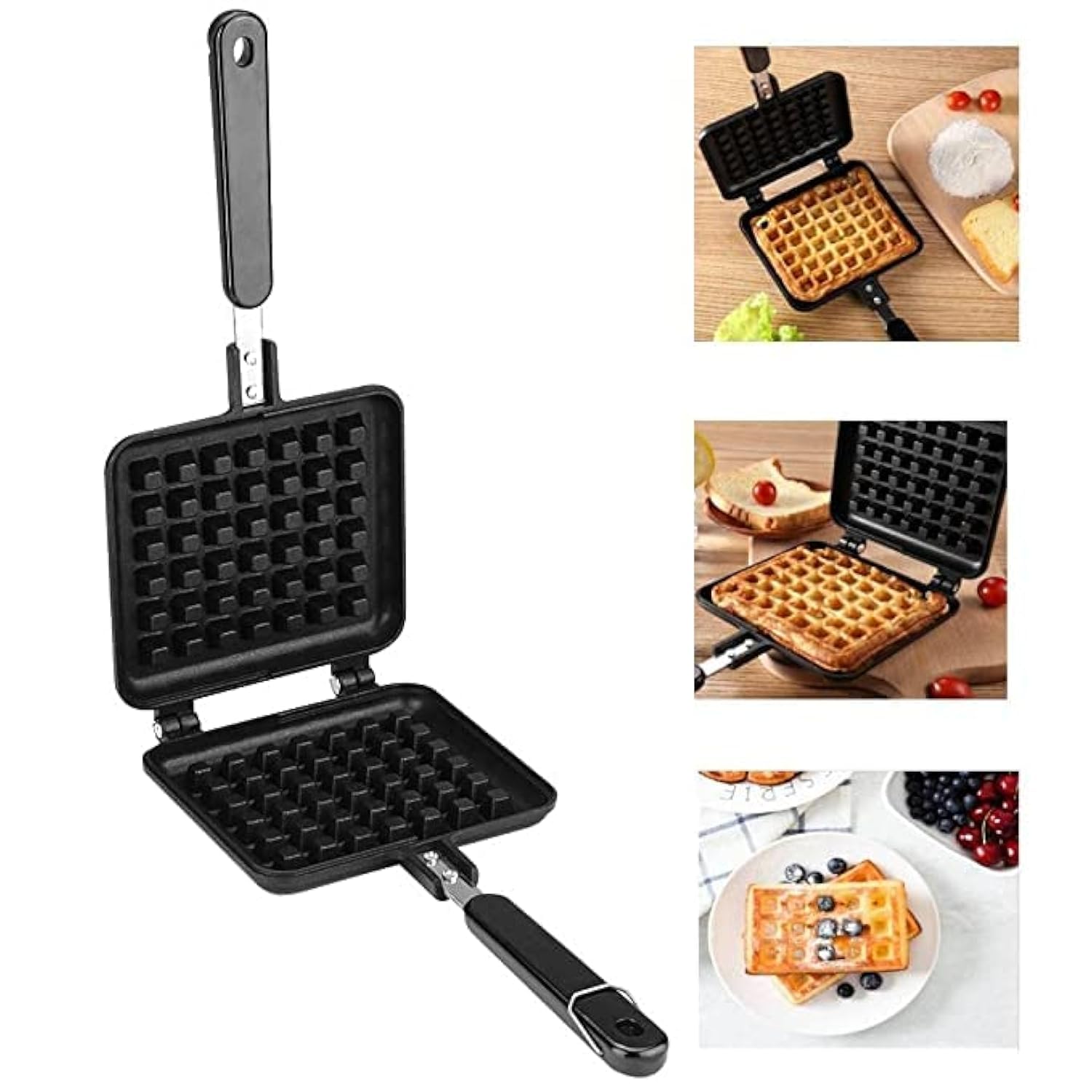 Non Stick Heavy Quality Waffle Maker Machine with Comfortable Handle for Kitchen Gas Stove. Modern Kitchen Tool. Waffle Maker