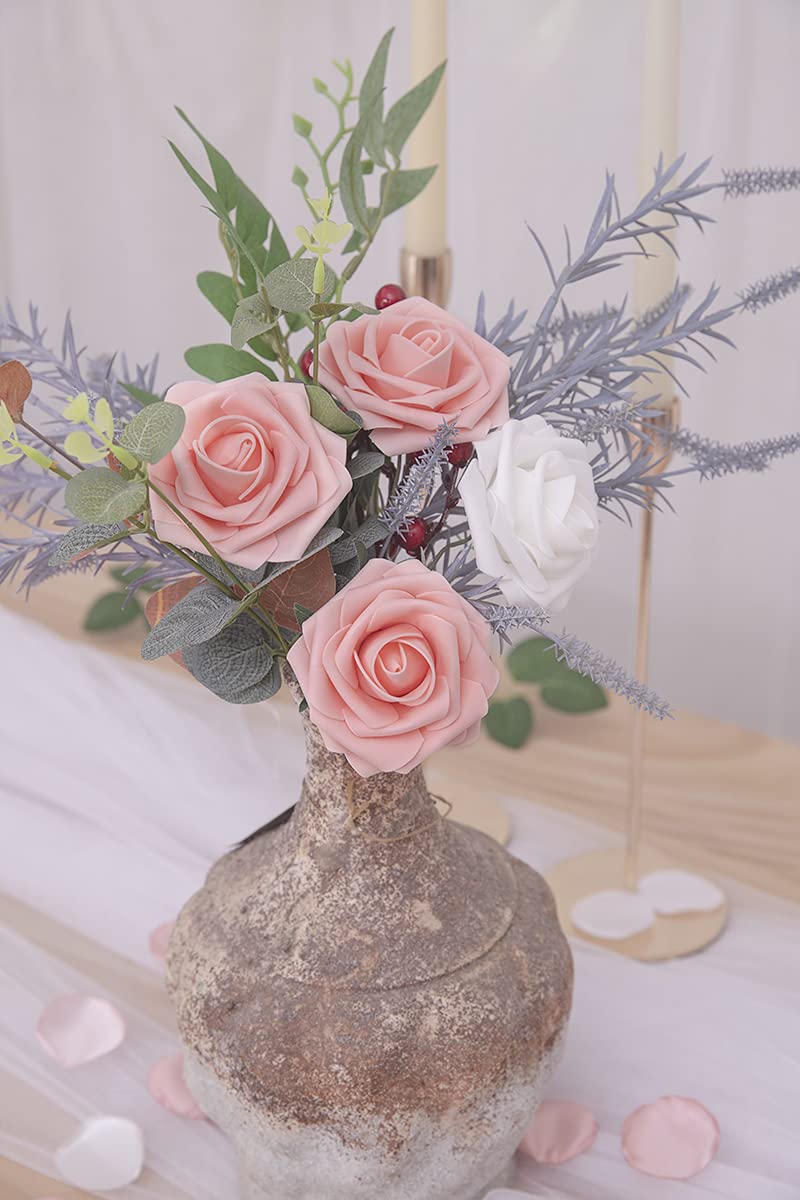 50 rose artificiali realistiche con gambo per bouquet da sposa