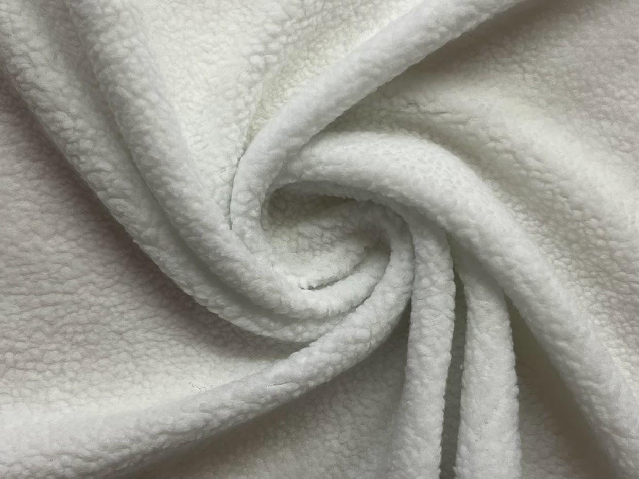 Faux Sherpa Fleece Sheepskin Fabric Material White 5Mtr
