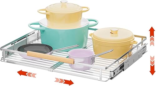 Miniatura 12 de Paquete de 2 organizadores extraíbles expandibles, cajones deslizantes para armarios de cocina, guías de cajones resistentes para el hogar, cocina,