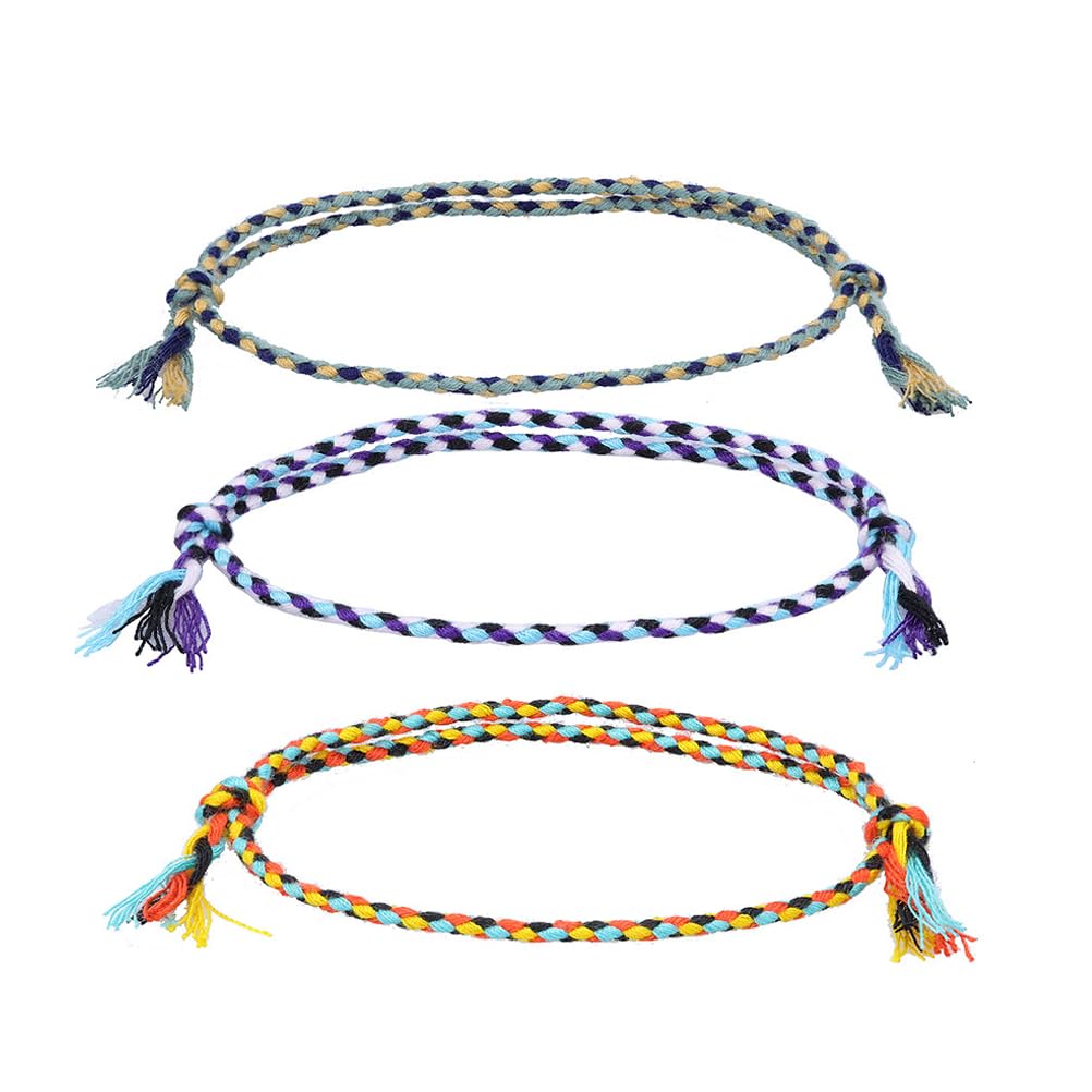Conjunto 3 Tobilleras Surferas Boho para Mujer y Hombre - Accesorios de Playa y Festivales - Hechas a Mano y Ajustables - Resistentes al Agua - Tobillera Fina Hippie.