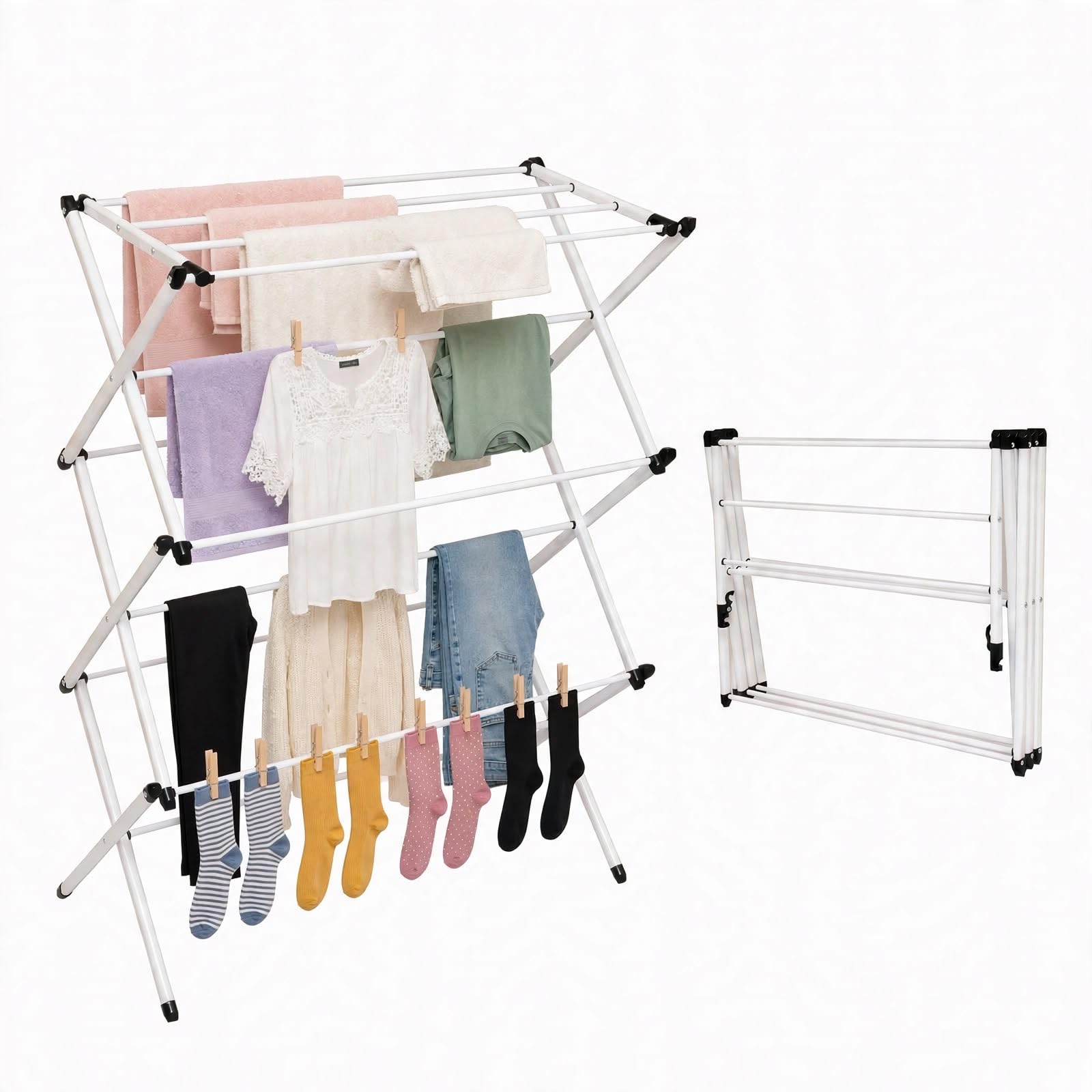 Photo 1 of Honey-Can-Do 3-Tier Oversized Clothes Drying Rack, 31" Wide, No Assembly