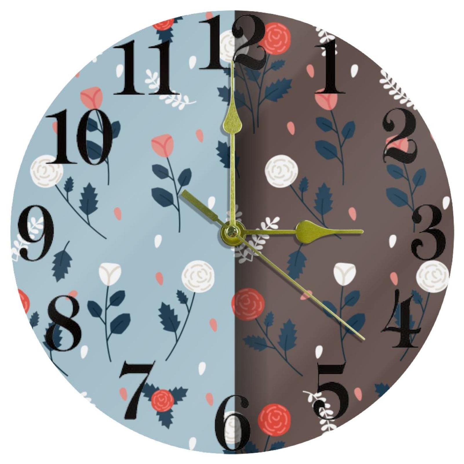 Horloge murale à quartz Clasicl de 25,4 cm ronde et silencieuse pour la maison et le bureau