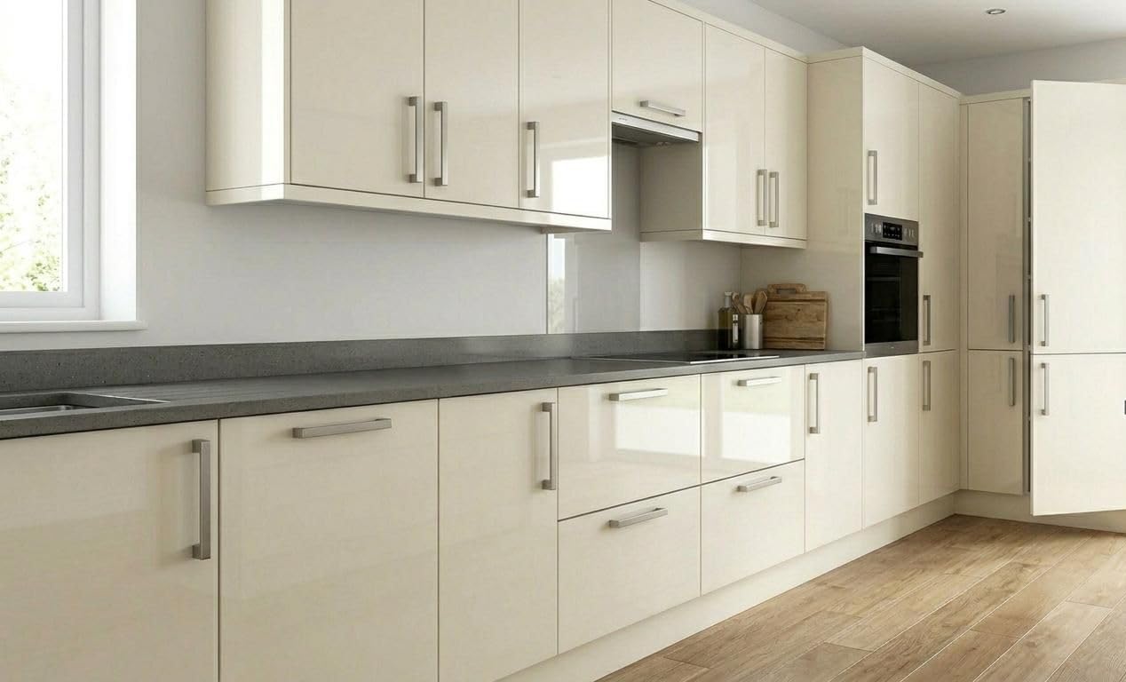 Top Living MCR Cream Gloss MDF Replacement Kitchen Doors Drawers (490 X 596mm Door)