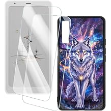 2 Pack Screen Protector + Case Compatible with Boox Palma 2 Pro 6.13 inch Artistic Custom Printed Cover and Tempered Glass Film Scratch Resistant Wolf 2 | 6.13"  2  9H