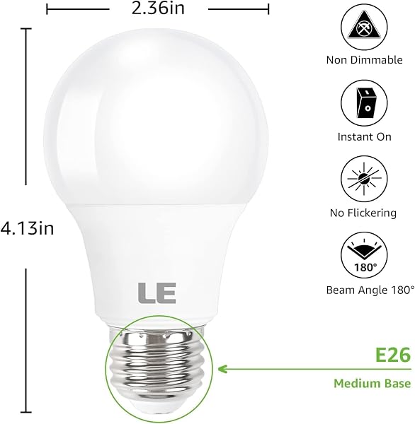 Lepro Lepro LED Light Bulbs, 2700K Soft Warm White LED Bulb 60W Equivalent, Non-Dimmable, A19 E26 Standard Medium Base, 10000 Hour Lifetime, UL Listed, 9 Watt, 5 Packs in use