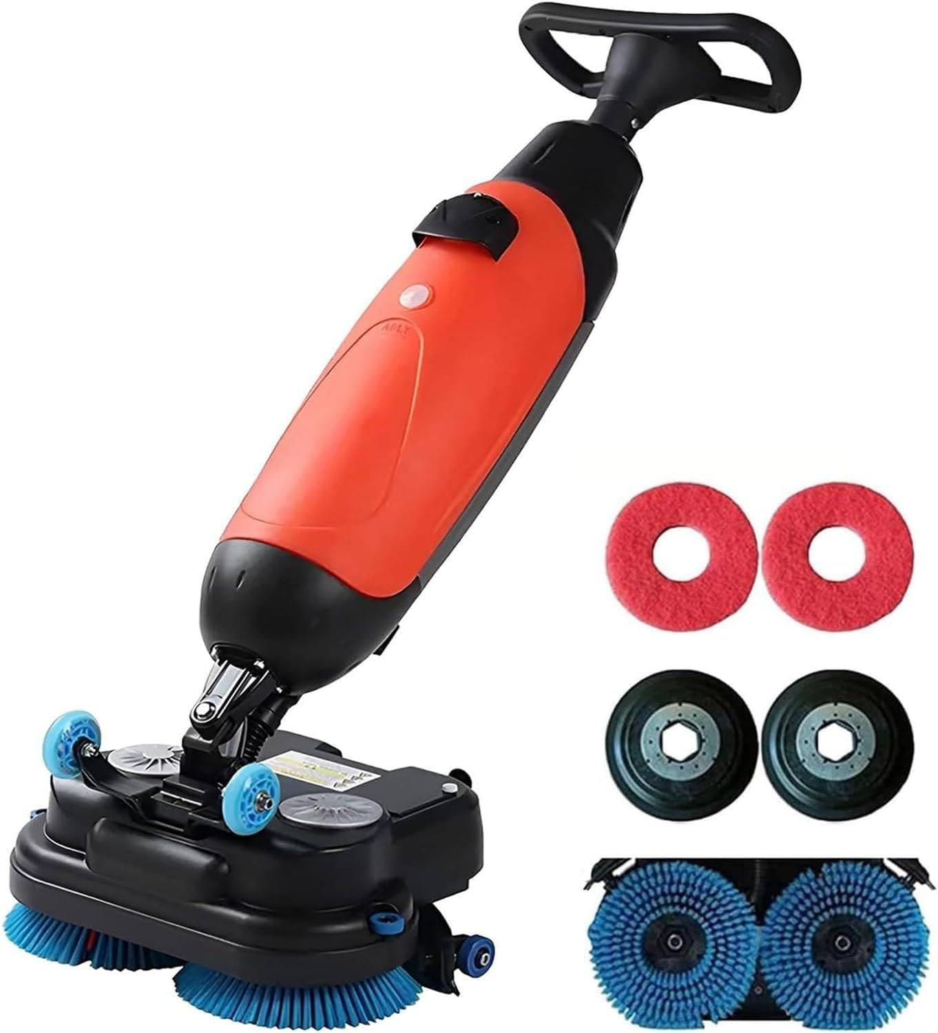 RoyceBee Commercial Walk Behind Floor Scrubber,Floor Buffer Machine,17” Path,Cordless Operations,Double Brushes and 360° Swivel Head 4.5L + 7.5L Dual Tanks for Large Area Cleaning Red