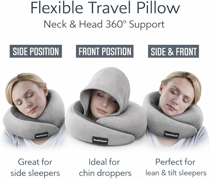 Almohada de Viaje con Capucha Espuma Viscoelástica Ajustable miniatura 2
