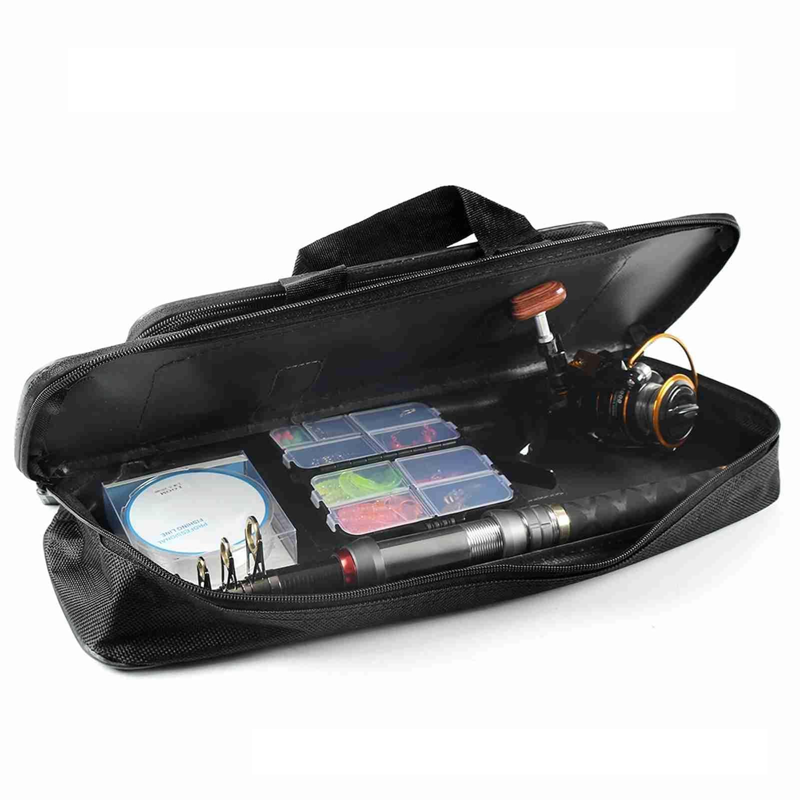 Akozon Fishing Rod Bag 60cm Water Resistant 600D Ox Fabric with Shoulder Strap, Spacious Dual Zipper Compartment for Fishing Pole Reel Tackle Storage, Outdoor Gear for Anglers (60cm)