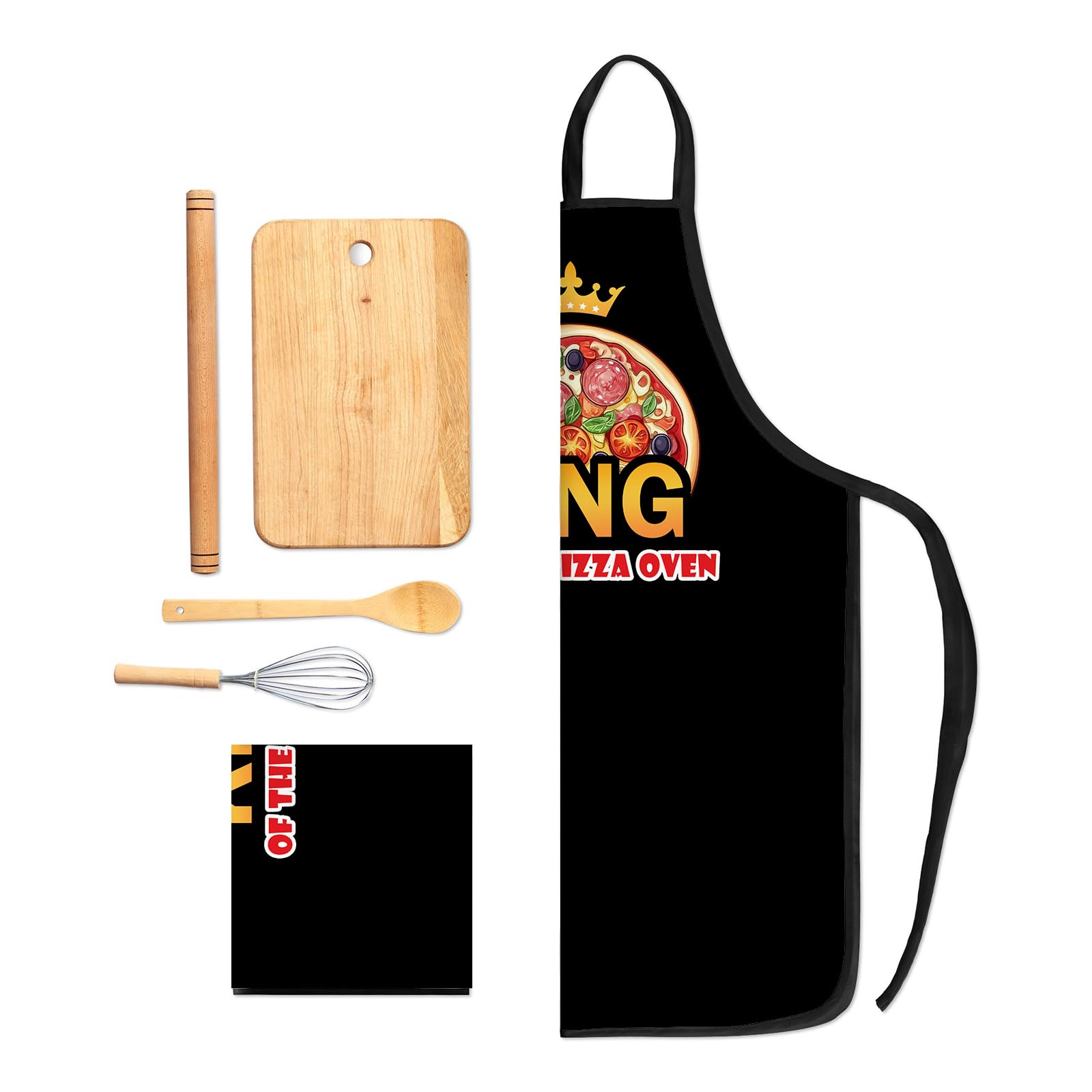 Delantal de pizza para hombre, delantales divertidos para hombres, regalos de pizza para los amantes de la pizza, accesorios de pizza para horno de pizza, delantal de cocina King of The Pizza