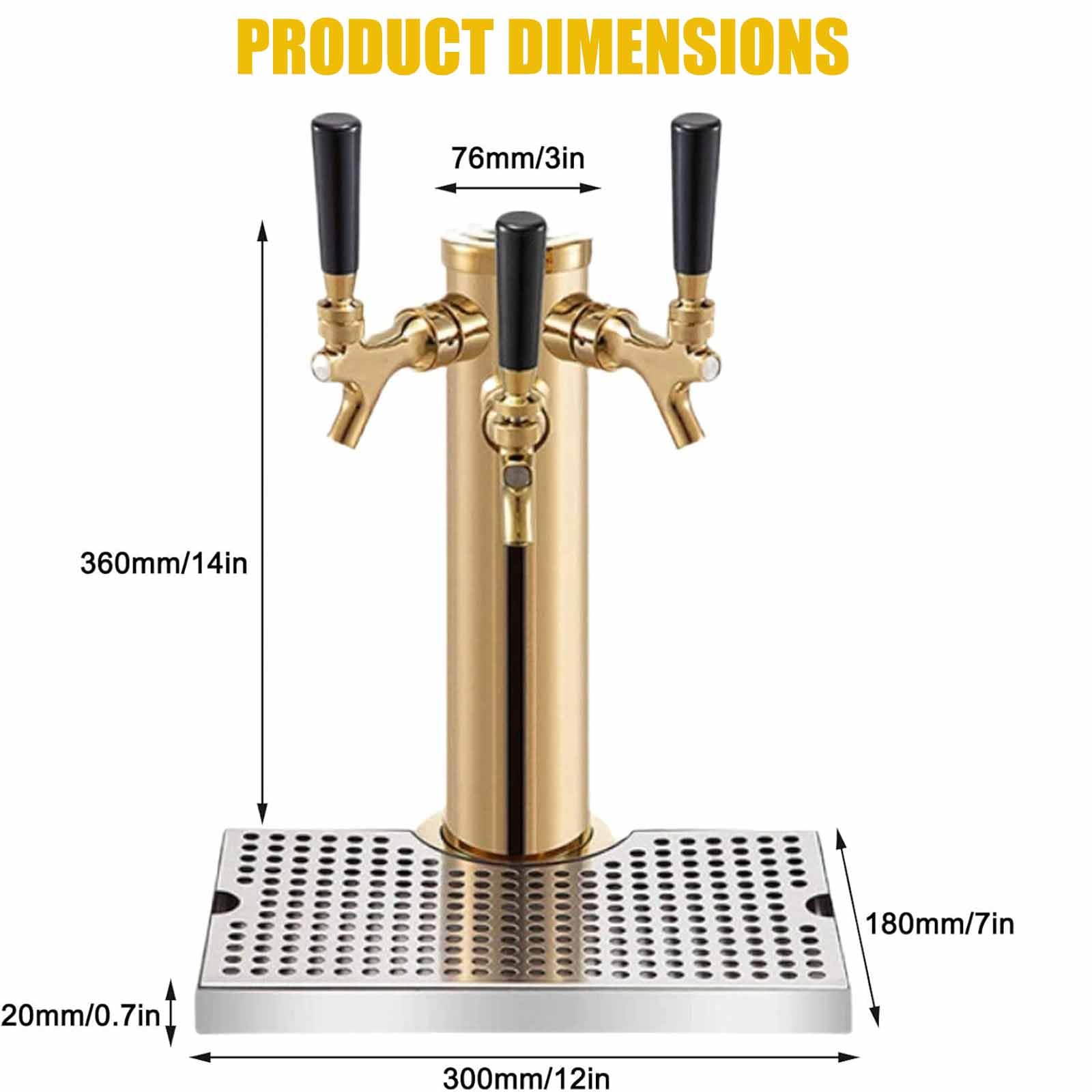 Torre Kegerator de barril de cerveza, grifo de acero inoxidable, diseño resistente y duradero, fácil de instalar, desmontaje completo para elaboración casera y uso comercial