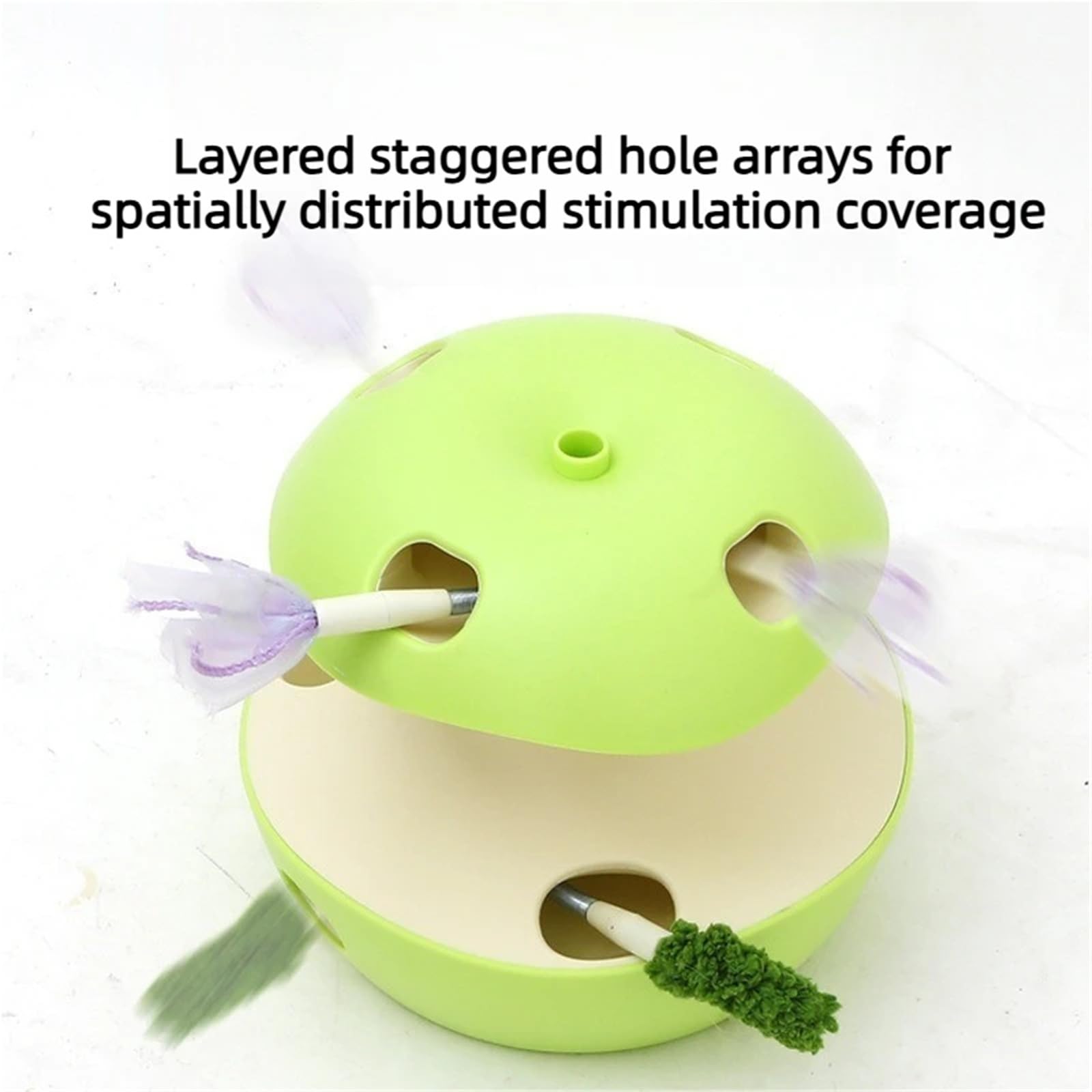 Juguete giratorio for gatos con forma de manzana y palo for provocar | Rotación automática for autojuego. Tocadiscos recargable en forma de manzana con ratón.(Green)
