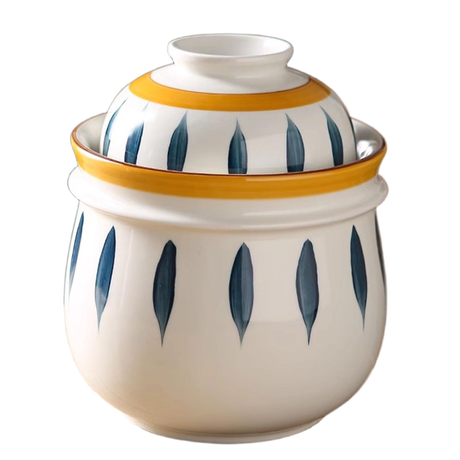 Malowany ręcznie tradycyjny chiński porcelanowy słoik na kiszone ogórki Słoik do fermentacji z pokrywką z uszczelką wodną Ceramiczny garnek do fermentacji Garnek do kiszenia,B,3000ml