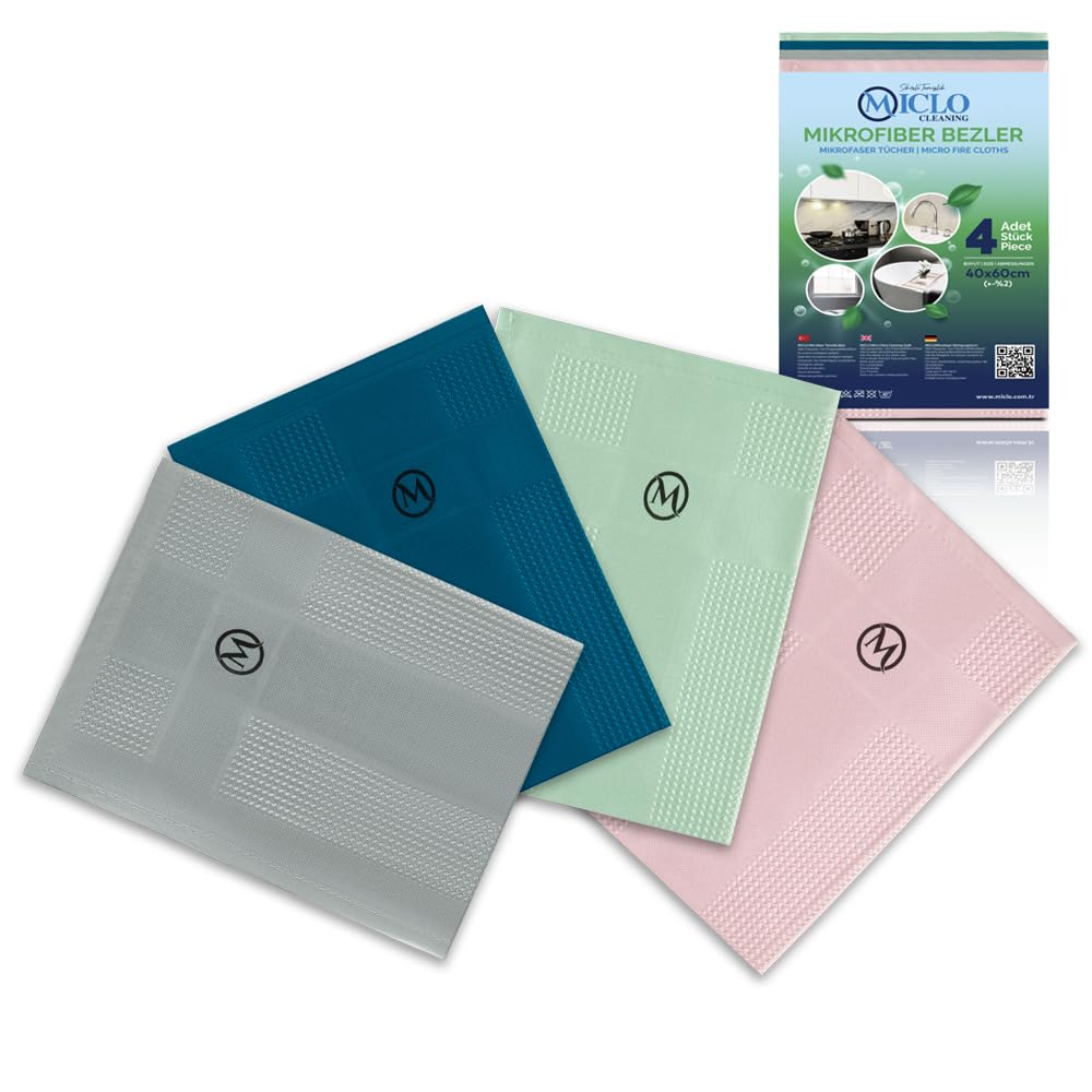 Microfibre Premium Cleaning Cloth Set of 4 - Magic Cloth | All Purpose, Absorbent Washcloth | Microfiber for Window, Kitchen, Bathroom | Lint-Free, Scratch-Free Glass CLoth |16'' x 24''| Salmon Series