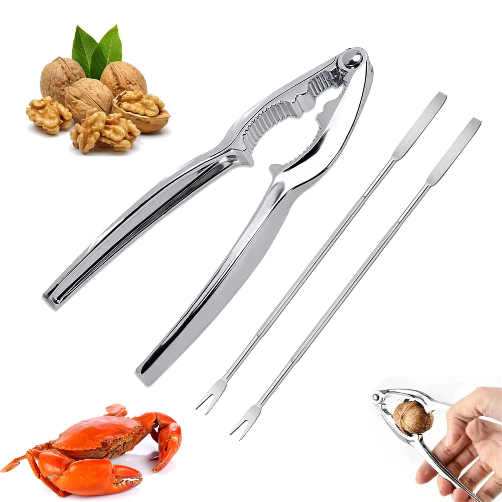 Casse-noix Multifonction En Métal – Poignée Antidérapante Pour Noix, Noisettes, Fruits De Mer Et Plus