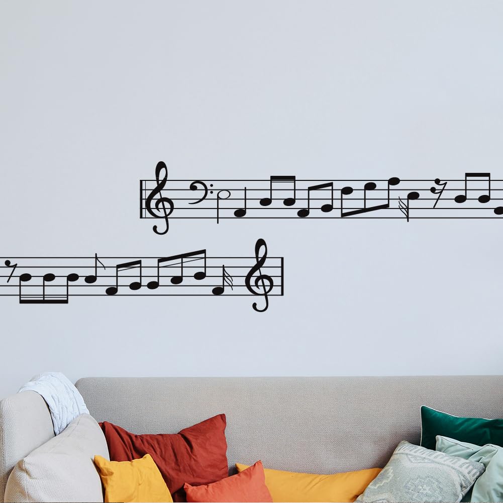 Stickers notes de musique vinyle noir pour relooker un salon terne