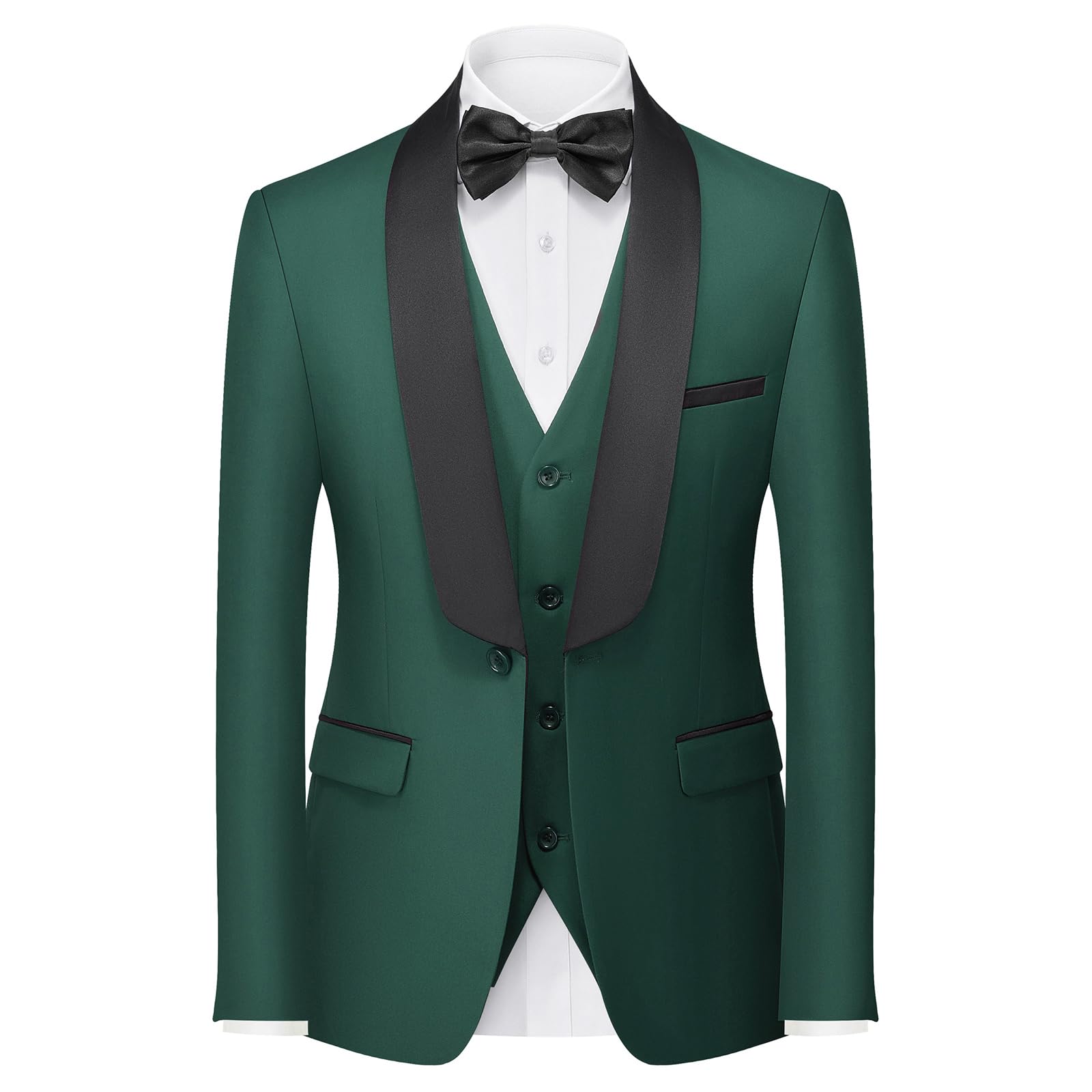 KUDORO Anzüge Herren Anzüge Slim Fit 3 Teilig EIN Knöpfe Sakko Weste Hose | Herrenanzüge 3-Teilig für Ball Hochzeit Business Party