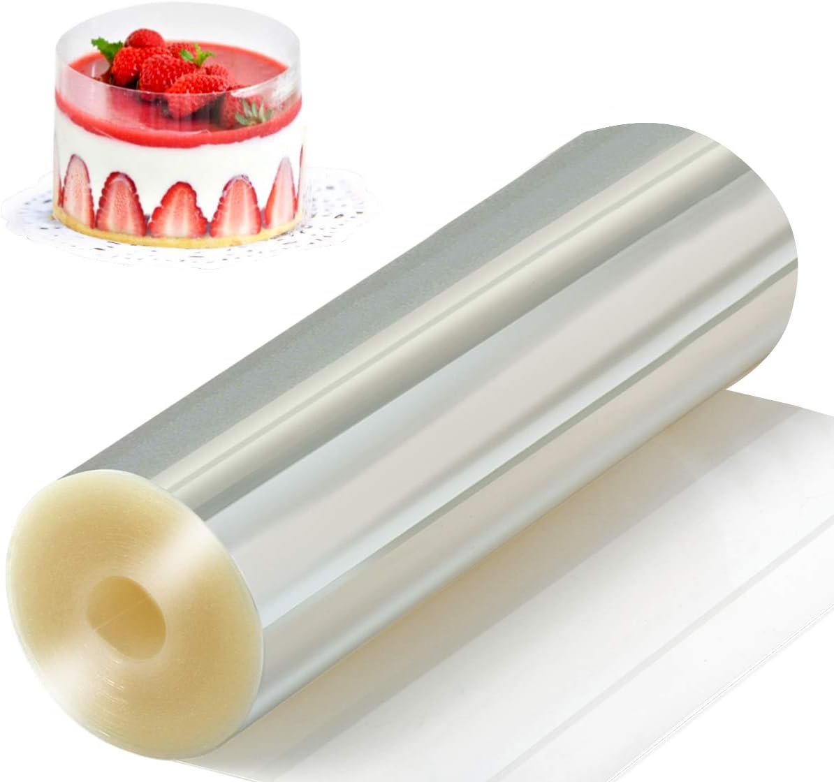 Amytalk Cake Collars 6.3 x 394inch, Acetate Rolls, Clear Cake Strips, Transparent Cake Rolls, Mousse Cake Acetate Sheets for Chocolate Mousse Baking, Cake Decorating
