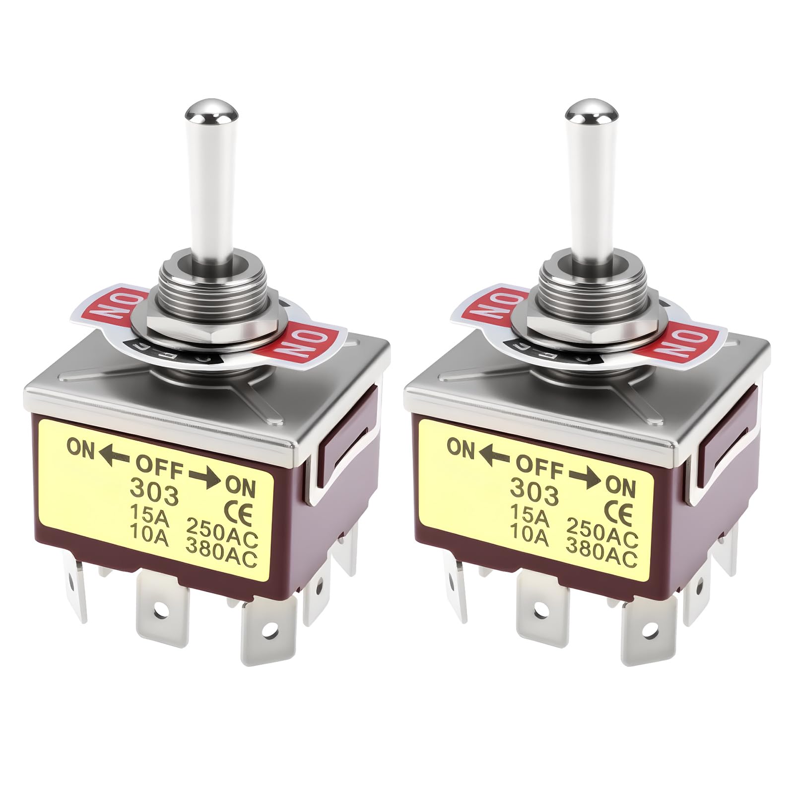 Maintain Switch Toggle Switches 2-Pack 9-Pin TPDT Toggle Switch - On-Off-On 3 Position ...