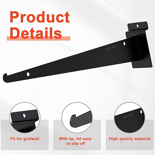 Miniatura 10 de Paquete de 6 estantes de madera con listones de pared de 15.7 x 6 pulgadas, estantes de pared con soportes de metal, accesorios organizadores