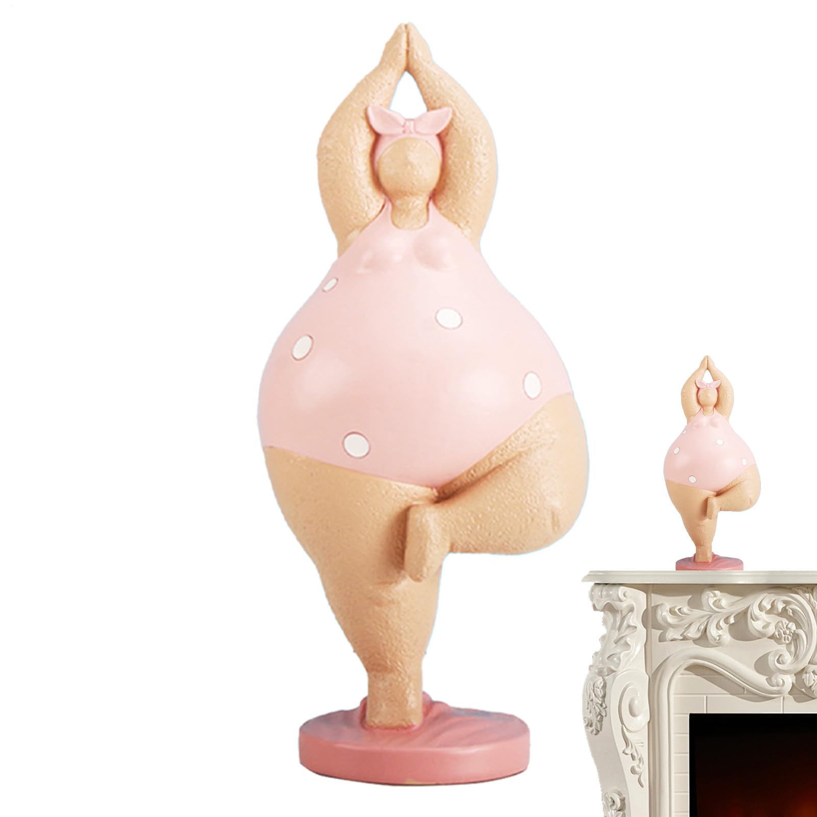 Statua di yoga, statuetta in resina con donna grassa, decorazione | artistica da tavolo per yoga, ornamento da scrivania, scaffale, soggiorno, camera da, ufficio, angolo meditazione