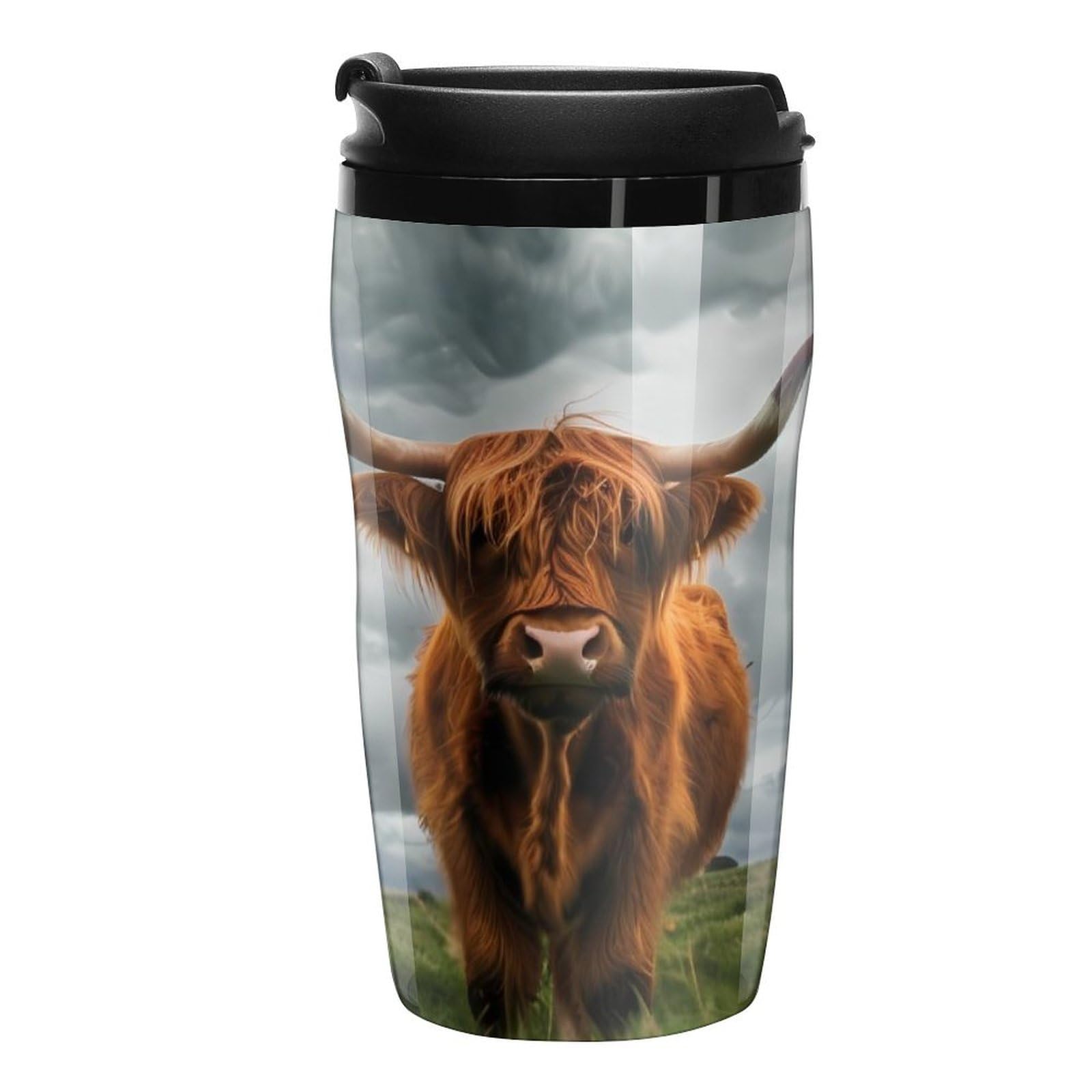 Highland Cow in The Scottish Highlands Coffee Cup with Lid Travel Mug Tea Cups Coffee Tumbler for Women Men