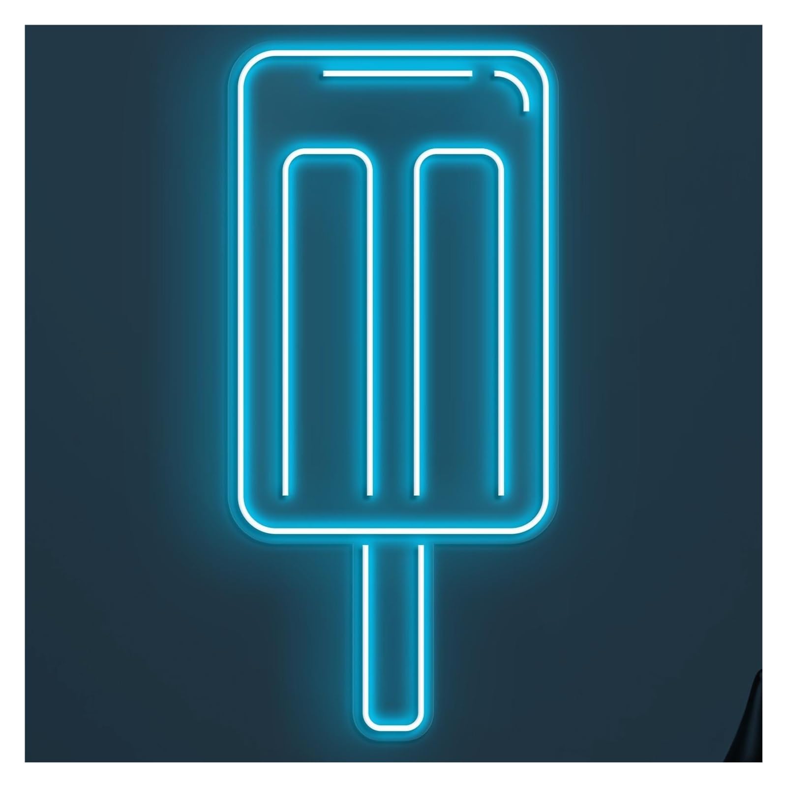 RONGCH Hanging Art Signs Popsicle Neon Sign, Suitable for Shop Club Decor with Brightness Adjustable 38cm(Ice Blue)