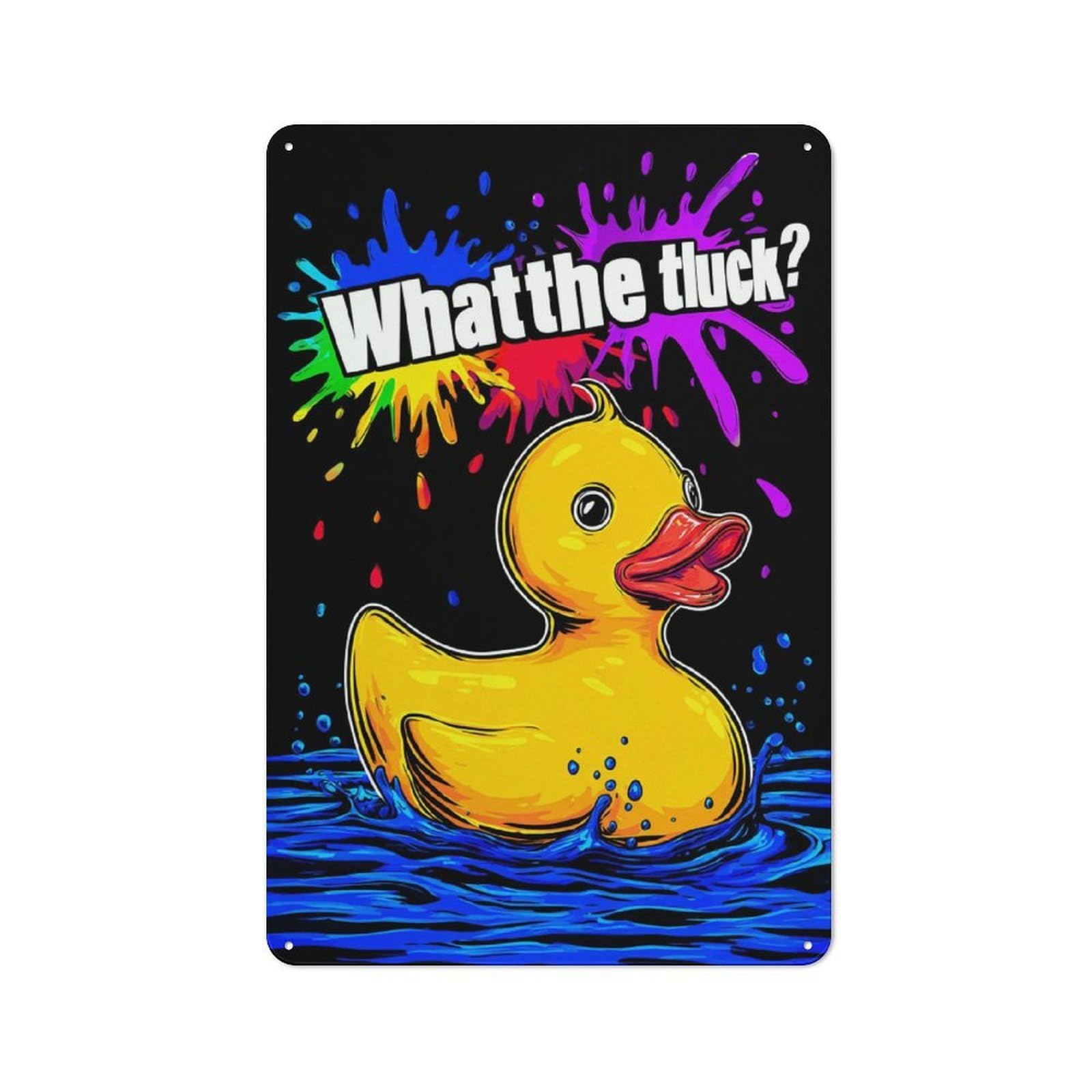 Rubber Duck Splash Fun Rustic Metal Plaque 30x20cm for Lounge Or Reading Corner, for Garage, Workshop And Man Cave Decoration