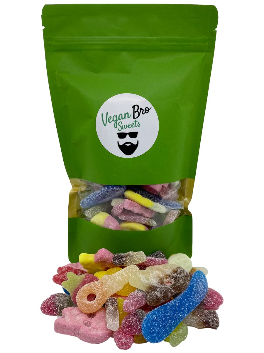 Vegan Bro SWEETS Big Bag kwaśny – 500 g wegańskie żelki owocowe, guma do wina, cukierki barowe, idealne na prezent