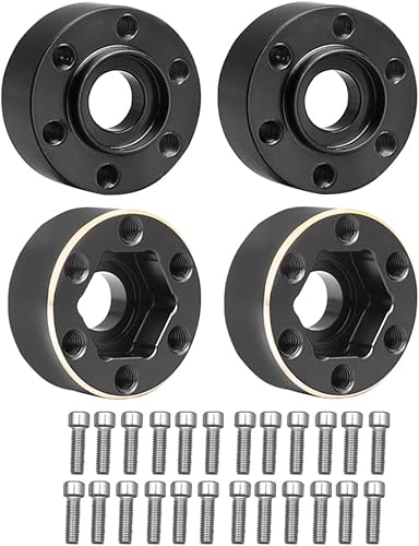 Miniatura 5 de Adaptador de latón hexagonal de rueda extendida de 0.472 in para 110 RC Crawler SCX10 TRX4 1.9 2.2 ruedas llanta de buje, paquete de 4 (negro, 0.866
