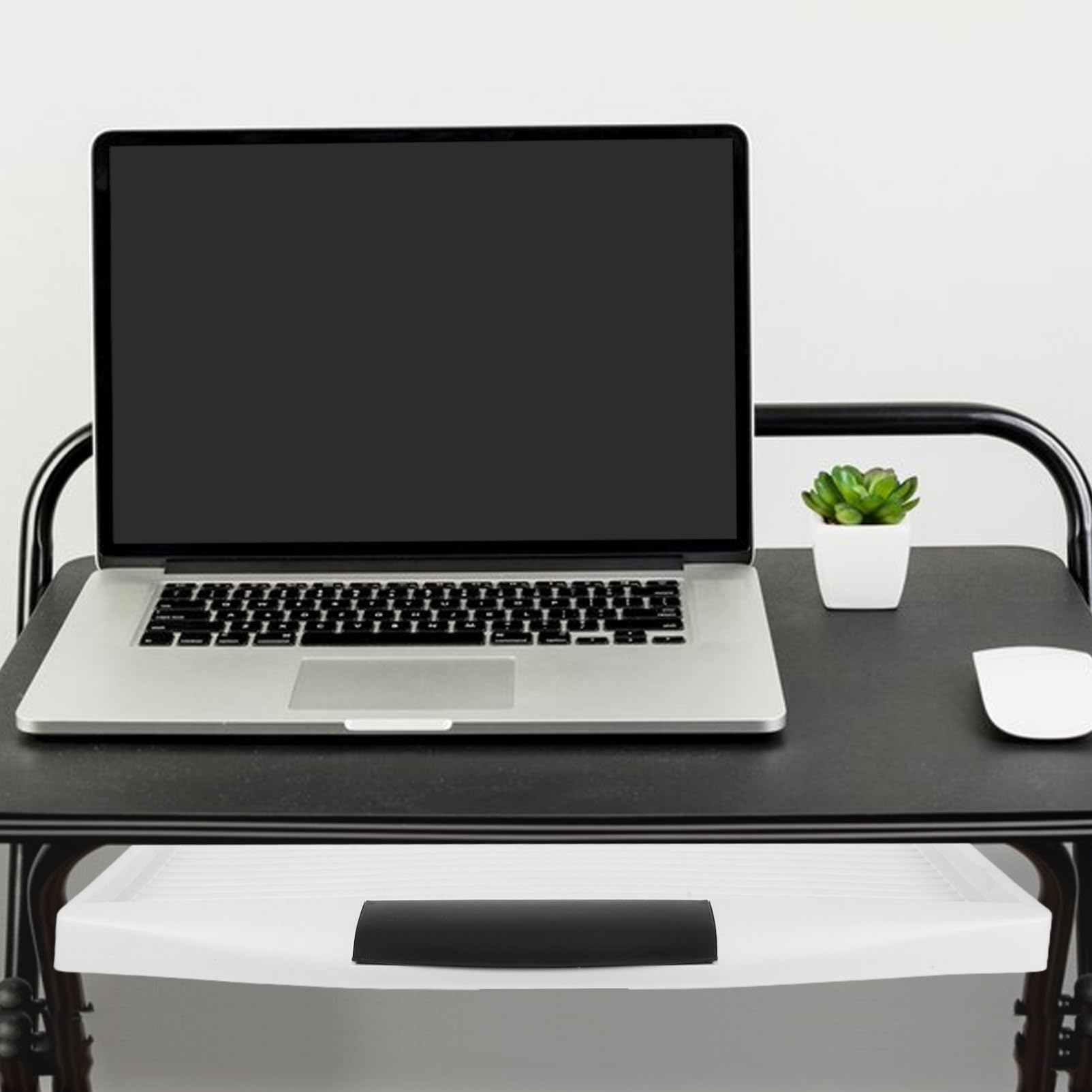 Bandeja ergonómica extraíble para teclado, estante deslizante para teclado debajo del escritorio para oficina en casa, diseño compacto, fácil instalación, estética moderna, solución de almacenamiento