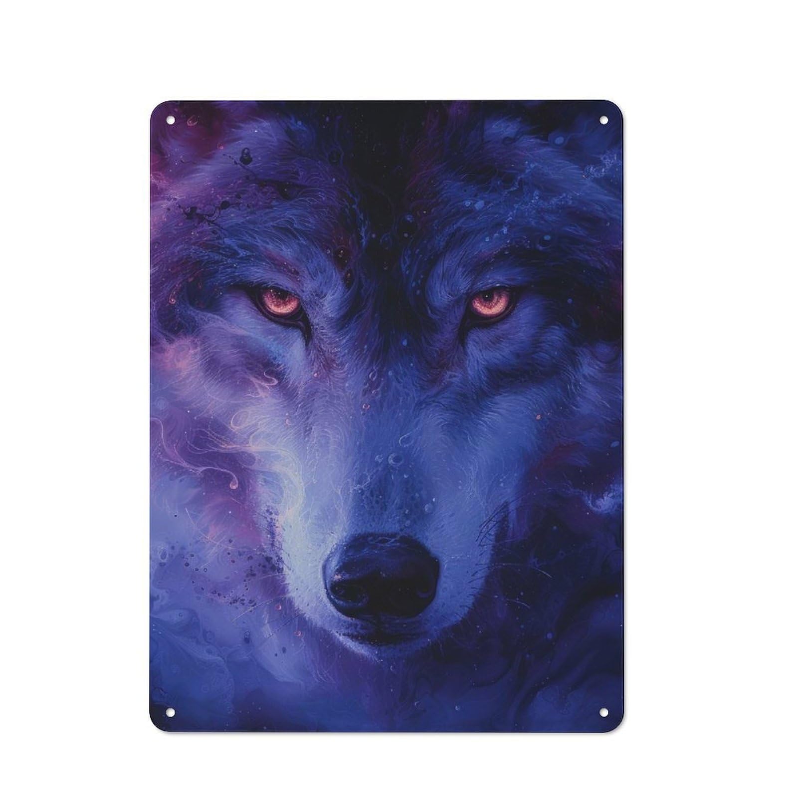 Workshop Style Magical Wolf Portrait Decorative Metal Plaque 40x30cm, Workshop Wall Decor for Garage, Hobby Room, Office Or Man Cave