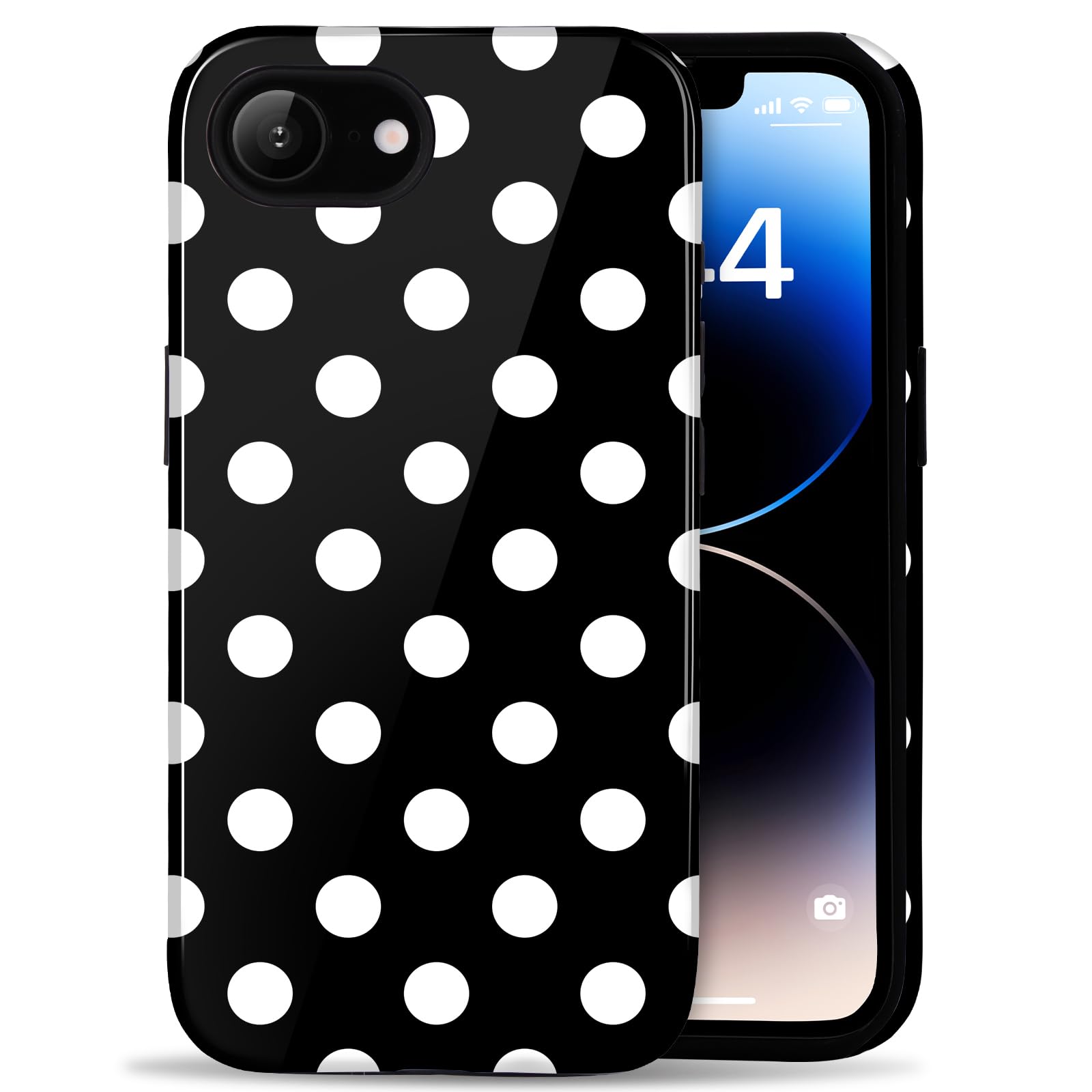 Amzfield Compatible with iPhone 16e/17e Case Cute Big Polka Dot Aesthetic for Women Girls Simple Chic Girly Dual Layer Hybrid Protection Elegant Case