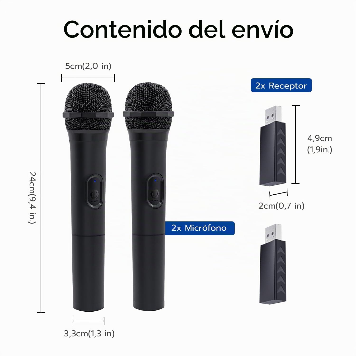 Mcbazel Micrófono inalámbrico para PS5/ PS4/Pro/ PS3/ PS2/ Xbox Series X|S/Xbox One X|S/Xbox One/ 360/Nintendo Switch/Switch OLED/Wii/WiiU/PC con Baja latencia 2 pièces