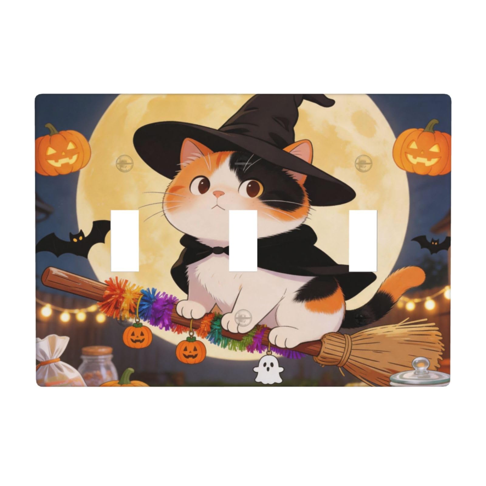 Cool cat 3 Gang Switch Plate Cover-Unbreakable Polycarbonate Wall Plate, Heat Resistant Toggle Switch Decor for Home