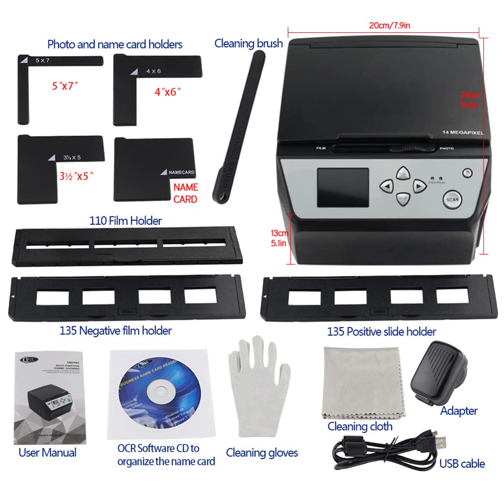 Negativi per scanner per pellicole e diapositive ad alta risoluzione da 22 MP, conversione a colori e in bianco e nero, 135 pellicole/35 mm, negativi per pellicole da 110 diapositive/foto/documen