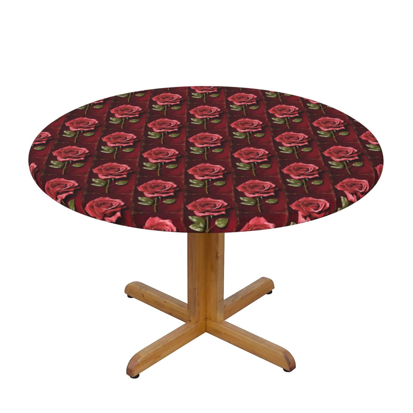 Nappe ronde élastique imperméable taille M rose pour table antidérapante